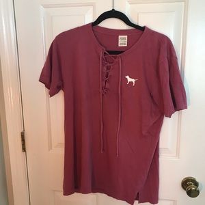 vs pink lace up top